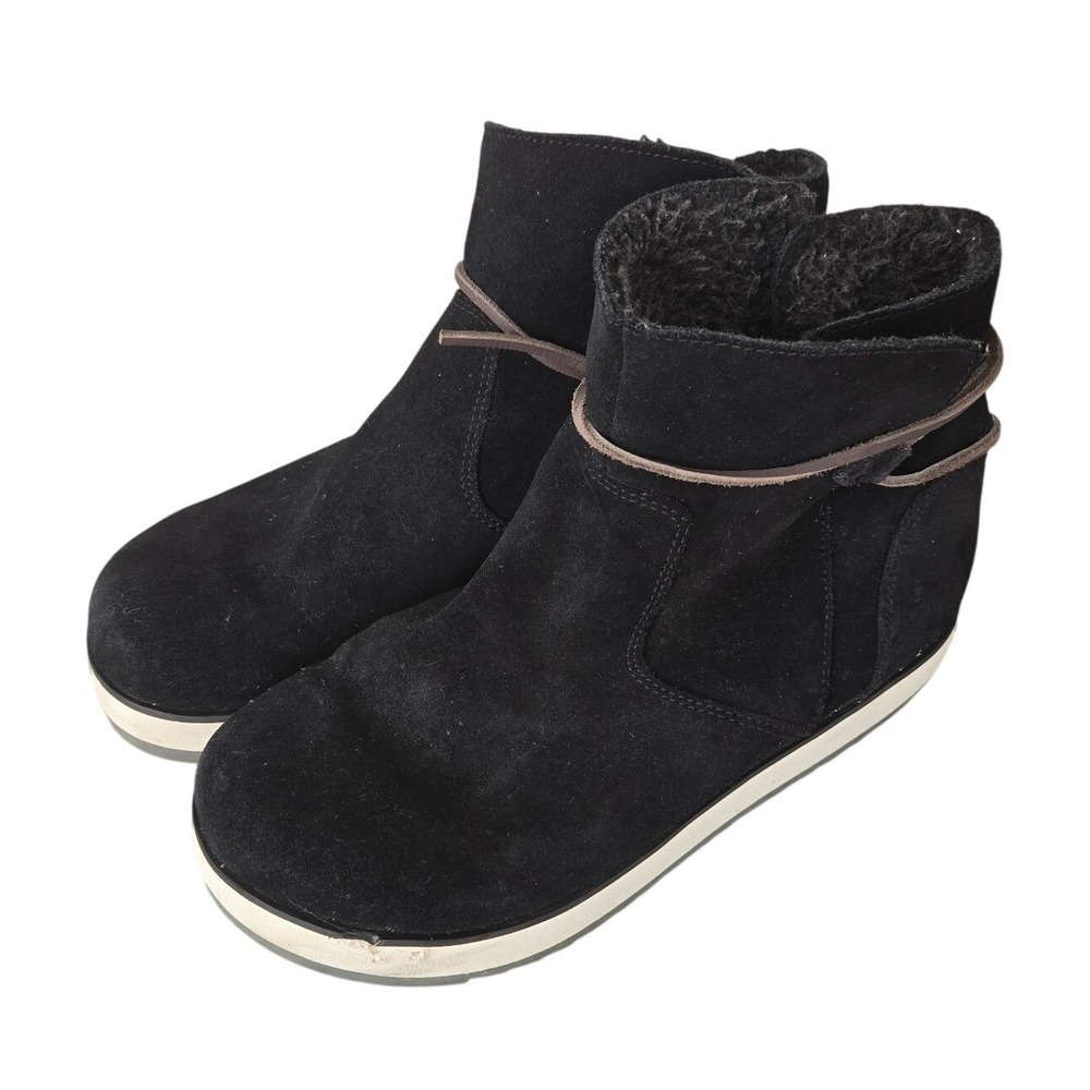 Merrell Boots Juno Bluff Polar Black Suede Waterproof Snow Faux Fur Ankle Sz 8.5